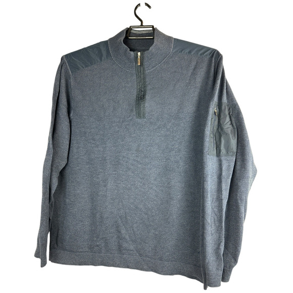 Tommy Bahama Island Fairway Half Zip Sweater Lightweight Sleeve Pocket Blue XXL - Picture 7 of 14